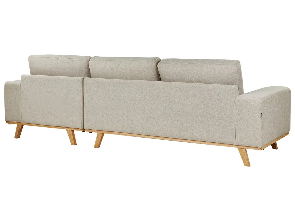 Corner Sofa 3 Seater NORA Fabric Light Beige Right Hand_891230