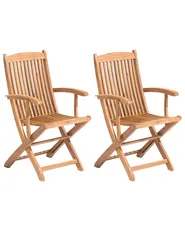 Set of 2 Garden Chairs MAUI Acacia Wood Light Brown_722054