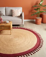 Rug MARTS Dark Red ø 200 cm Jute_958844