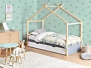 Kids Bed House Pine Wood ORGEVAL 90 x 200 cm (EU Single) with Storage Grey_1179014