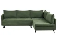 Corner Sofa Bed 3 Seater KOGE with Storage Fabric Green Left Hand_1087914