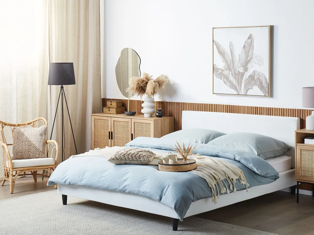 Bed Frame Cover Velvet FITOU 160 x 200 cm White
