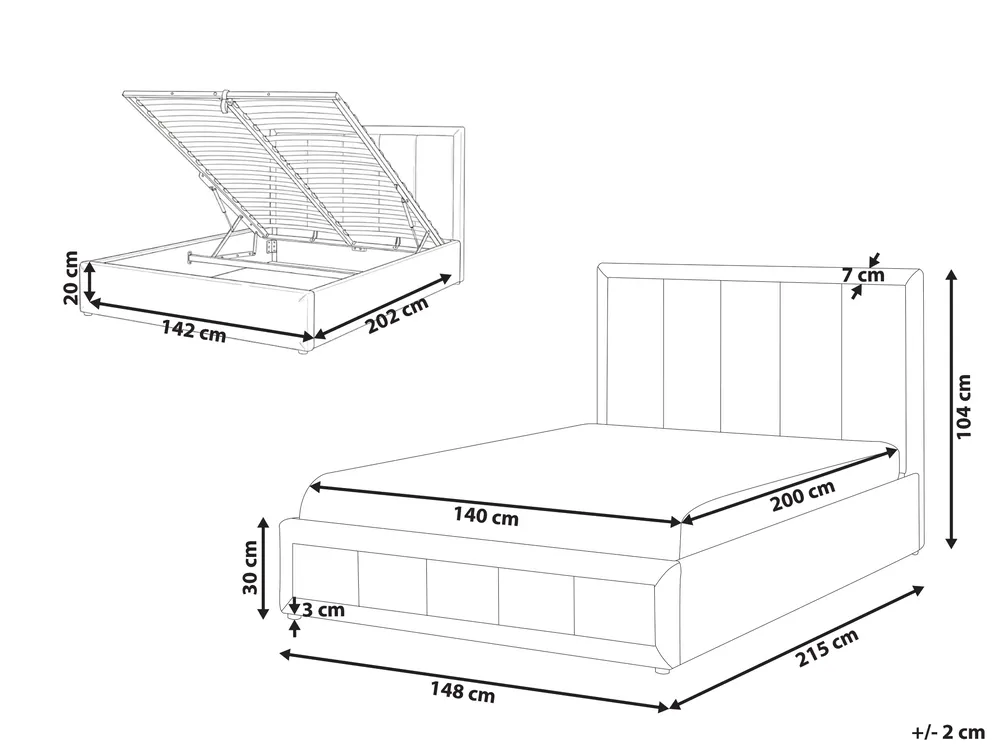 Ottoman Bed QUIBERON Chenille Taupe 140 x 200 cm (EU Double)_1023205