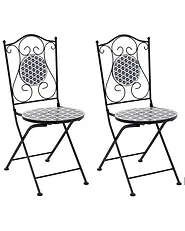 Set of 2 Garden Chairs SIROLO Folding Metal White/ Blue_1155644