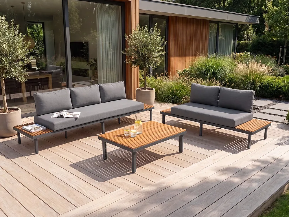 Sofabord til hagen FIVIZZANO 70 cm 90 cm Akasietre Mørkegrå_1159432