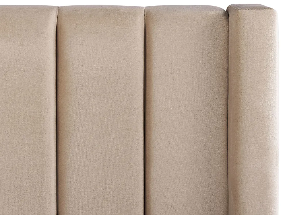 Säng med förvaringsbänk NOYERS Sammet Beige 160 x 200 cm_834523
