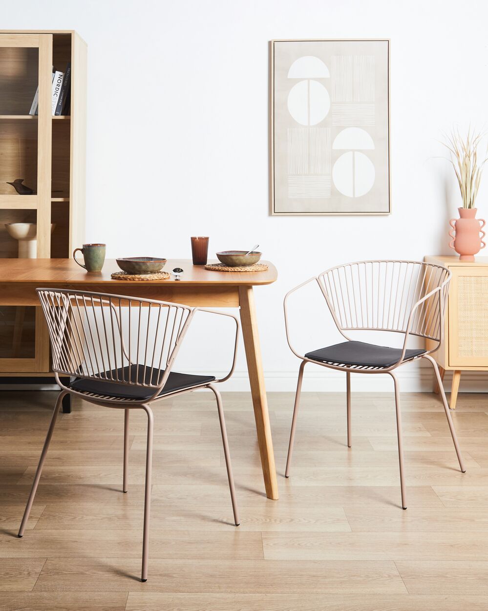 Ruokatuolisetti 2 kpl RIGBY metalli Beige