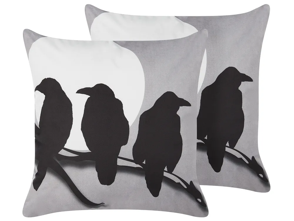 Set of 2 Decorative Cushions ORADEA 45 x 45 cm Velvet Grey Animal Pattern