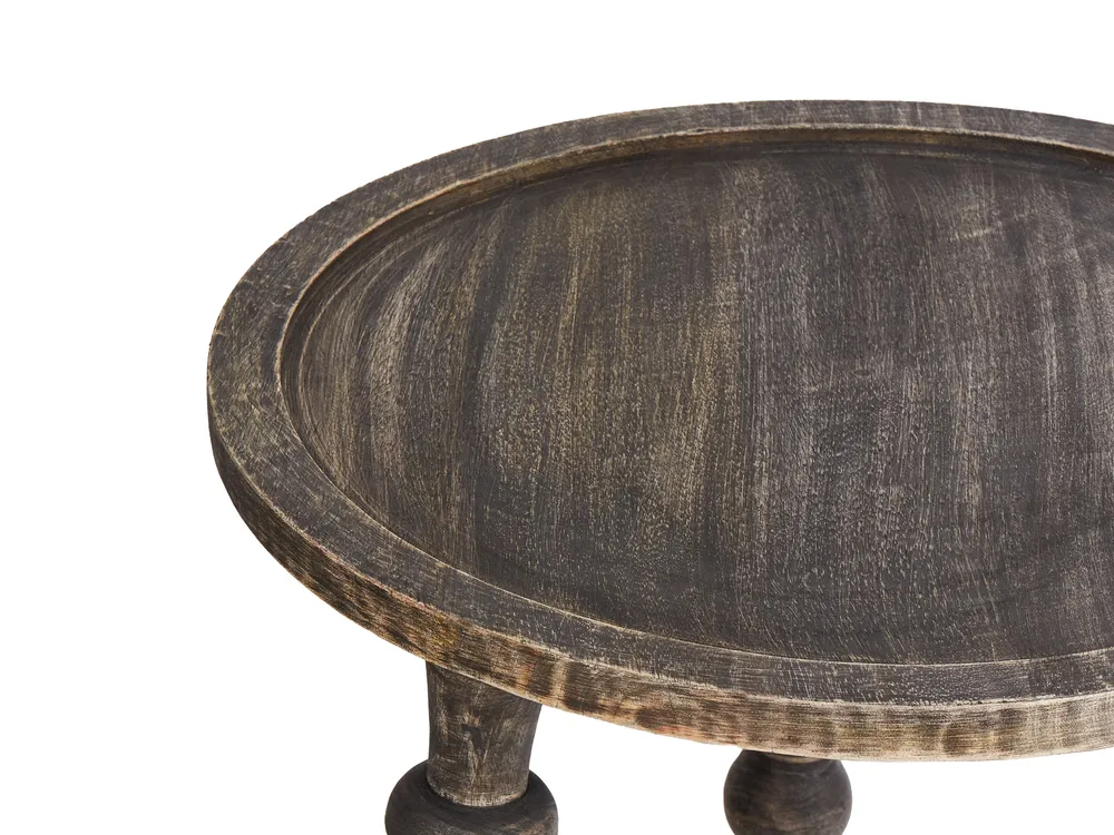 Set of 2 Side Tables MARNOO Mango Wood Dark Brown_936017