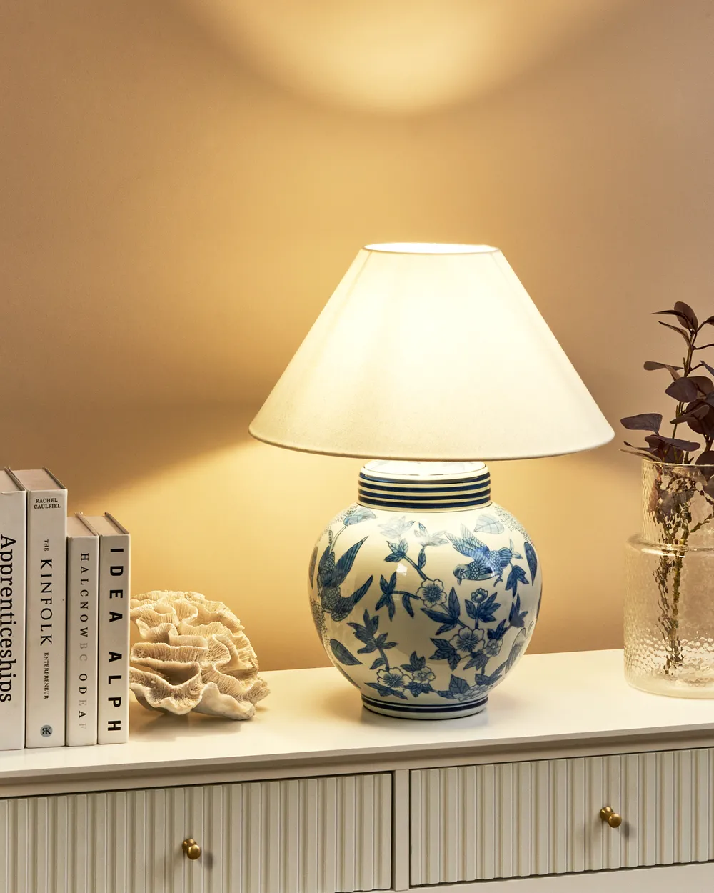Table Lamp ARUNCA Porcelain White/ Blue