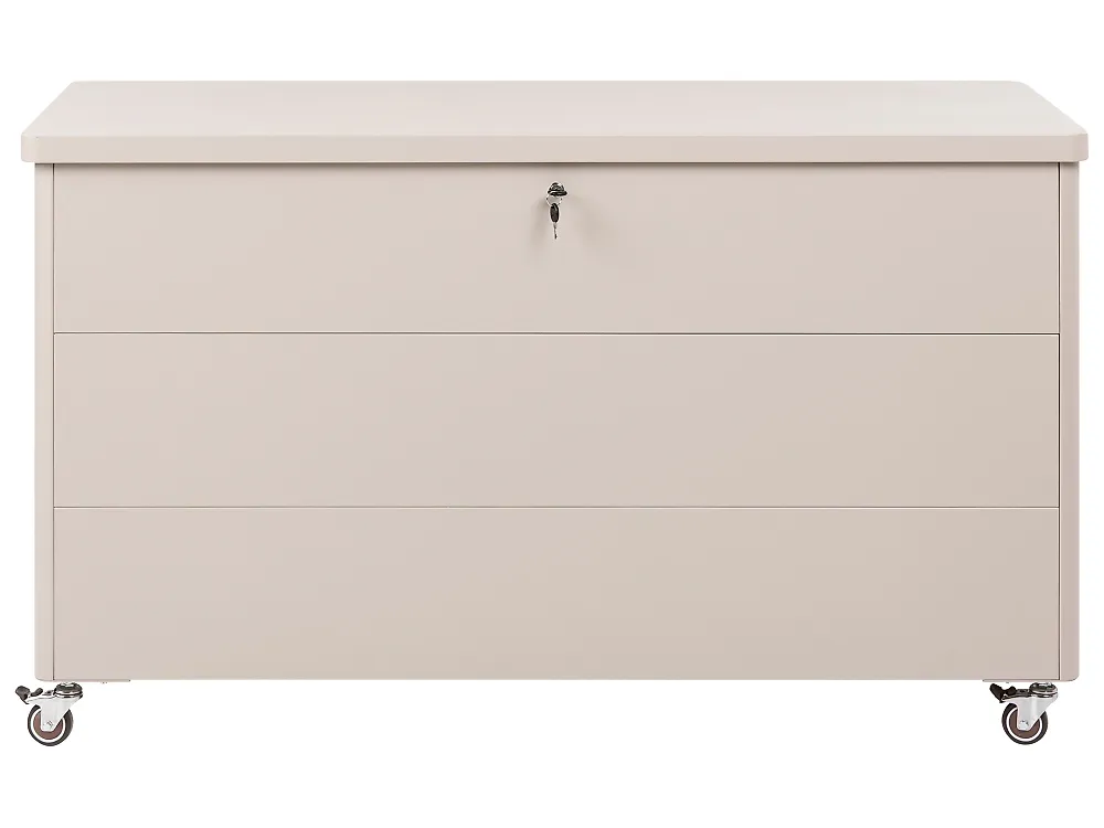 Oppbevaringsboks KYMI 136 cm 55 cm Metall med hjul Beige_1172870