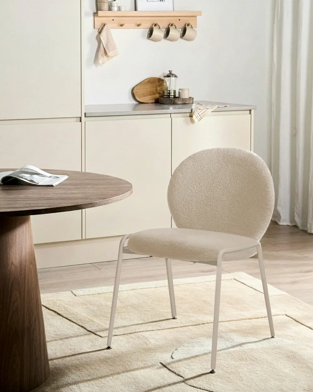 Set of 2 Chairs ELLIE Boucle Light Beige