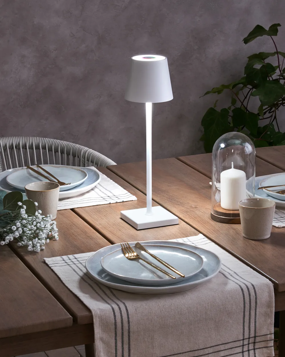 Wireless LED Table Lamp VALIRA with Dimmer Metal White