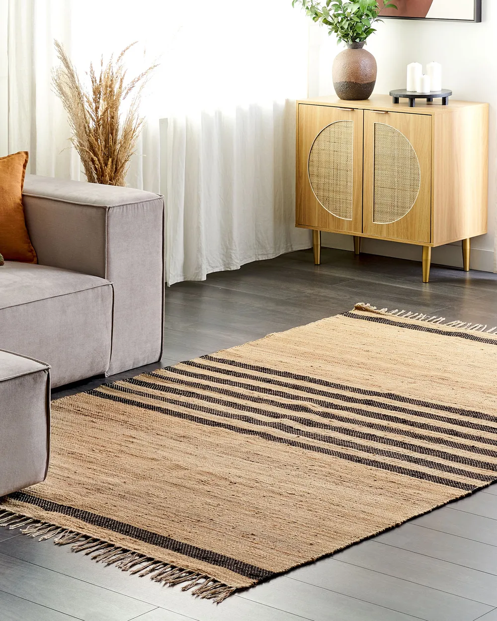 Jute Area Rug Beige ERICEK Various Sizes