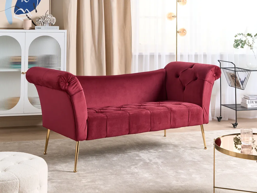 Chaise Longue NANTILLY Velvet Dark Red