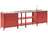 4 Piece Outdoor Kitchen Set with Sink VILAMA Red Metal