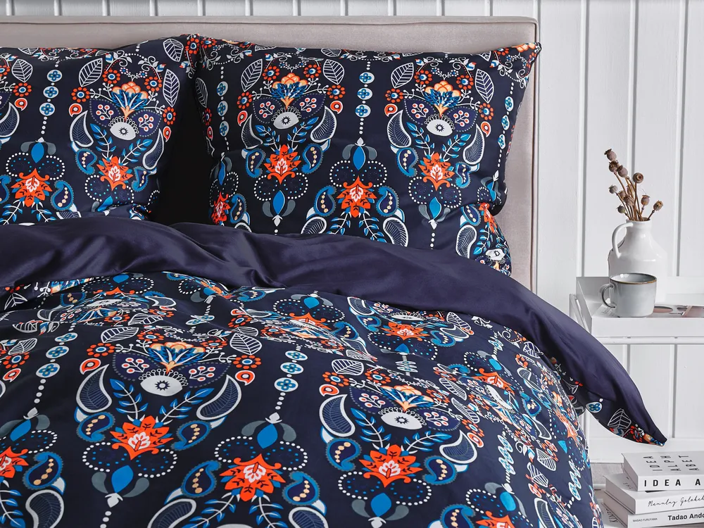 Duvet Cover Set MADRONA 155 x 220 cm Sateen Cotton Dark Blue_803111