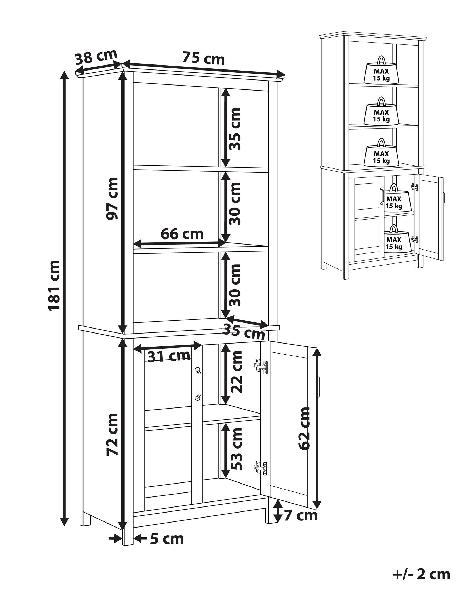 Vitriini LUSBY 75 cm Valkoinen_913667
