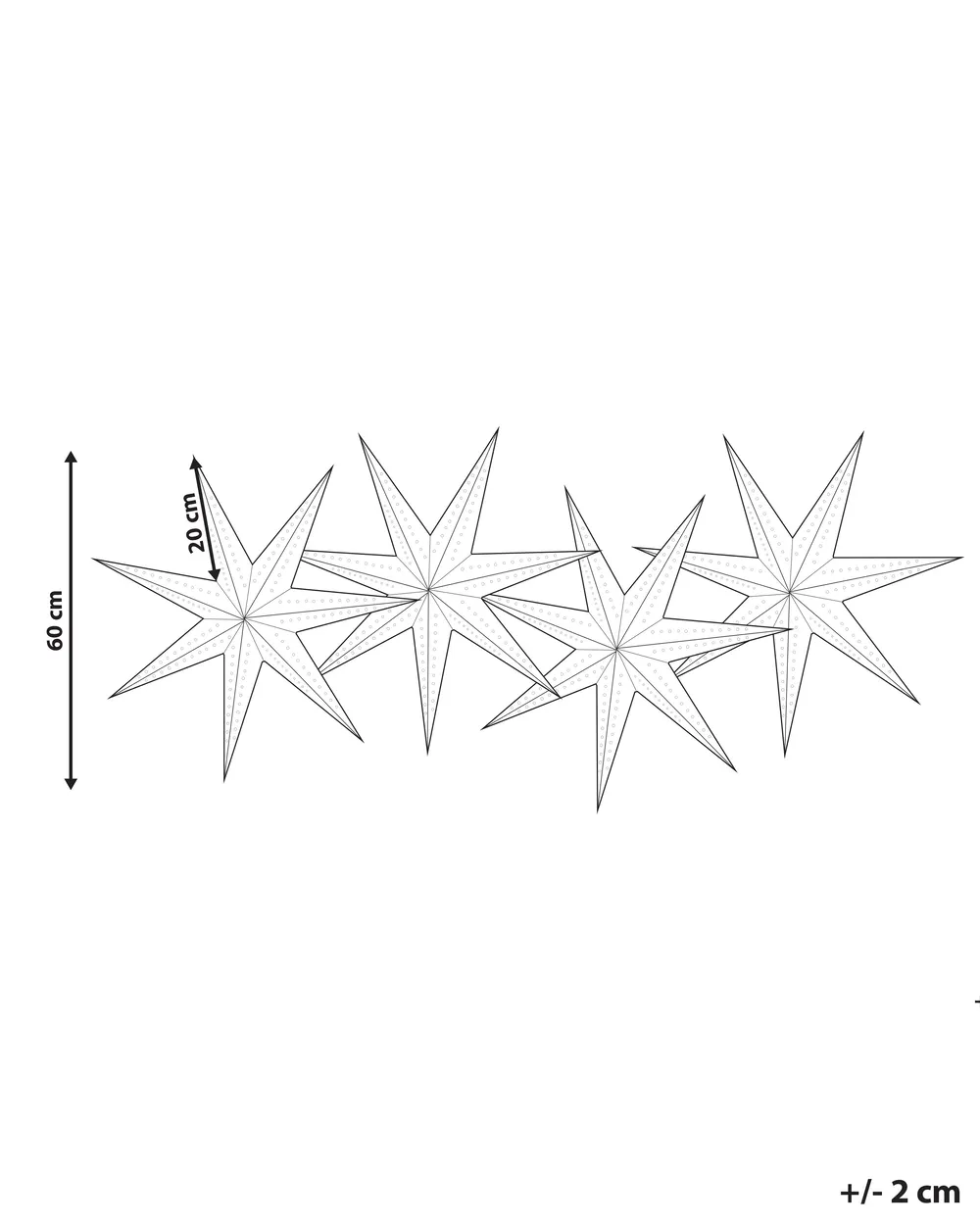 Set med 4 hängande dekorationer LED KAMET 60 cm Stjärna Flerfärgad_947715