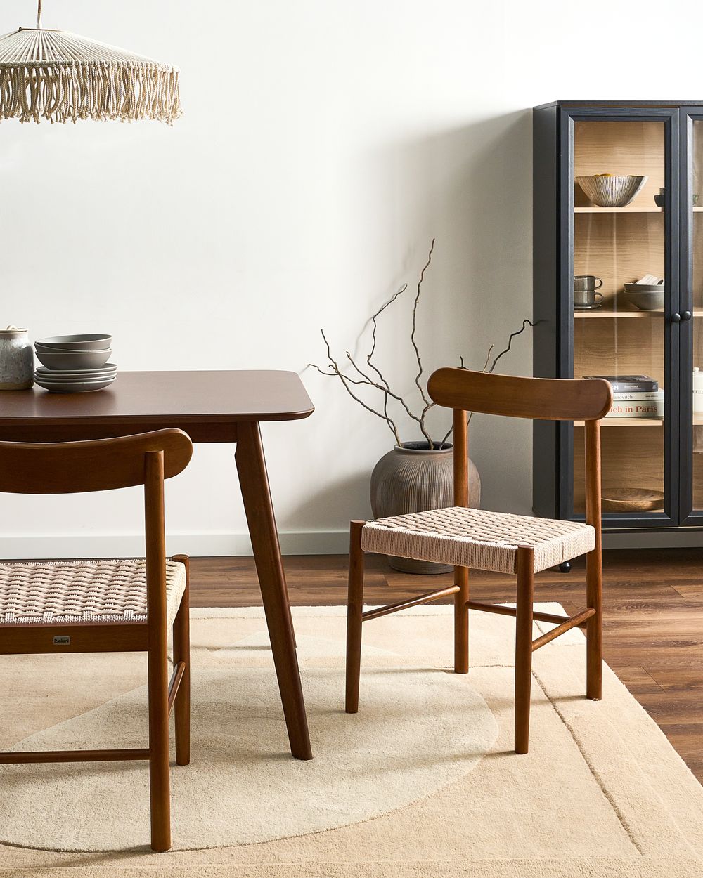 Ruokatuolisetti 2 kpl EAGAN Puu Ruskea/beige