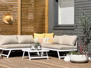 Garden Corner Sofa with Table 5 Seater COCCORINO Metal Taupe_868086