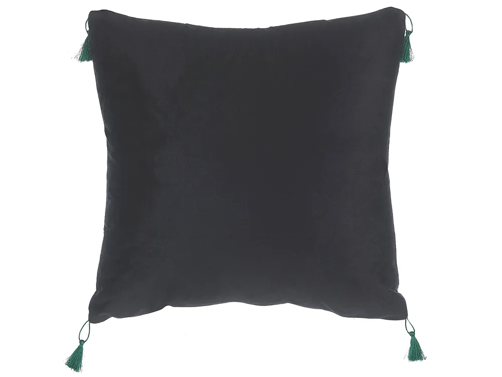 Set of 2 Decorative Cushions KUHI 45 x 45 cm Velvet Black Animal Pattern_801377