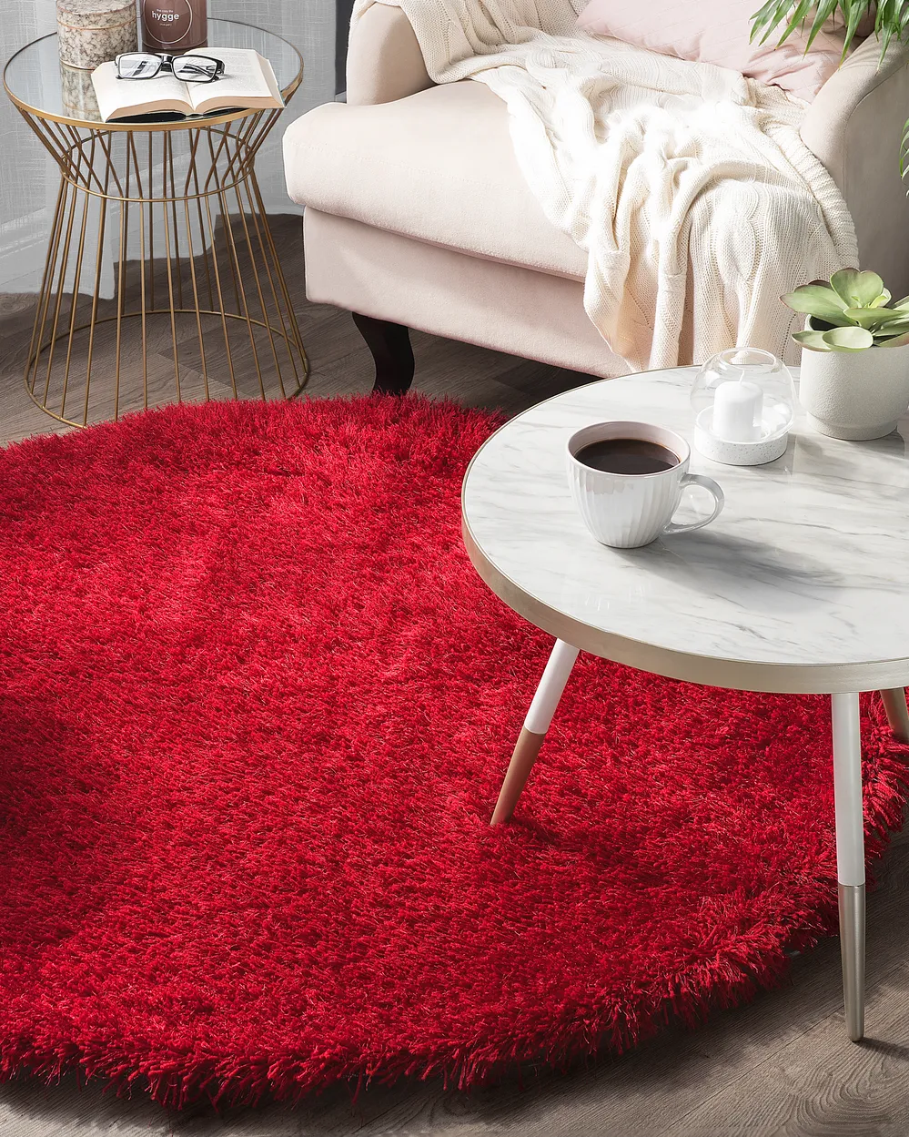 Shaggy Rug CIDE Red ø 140 cm