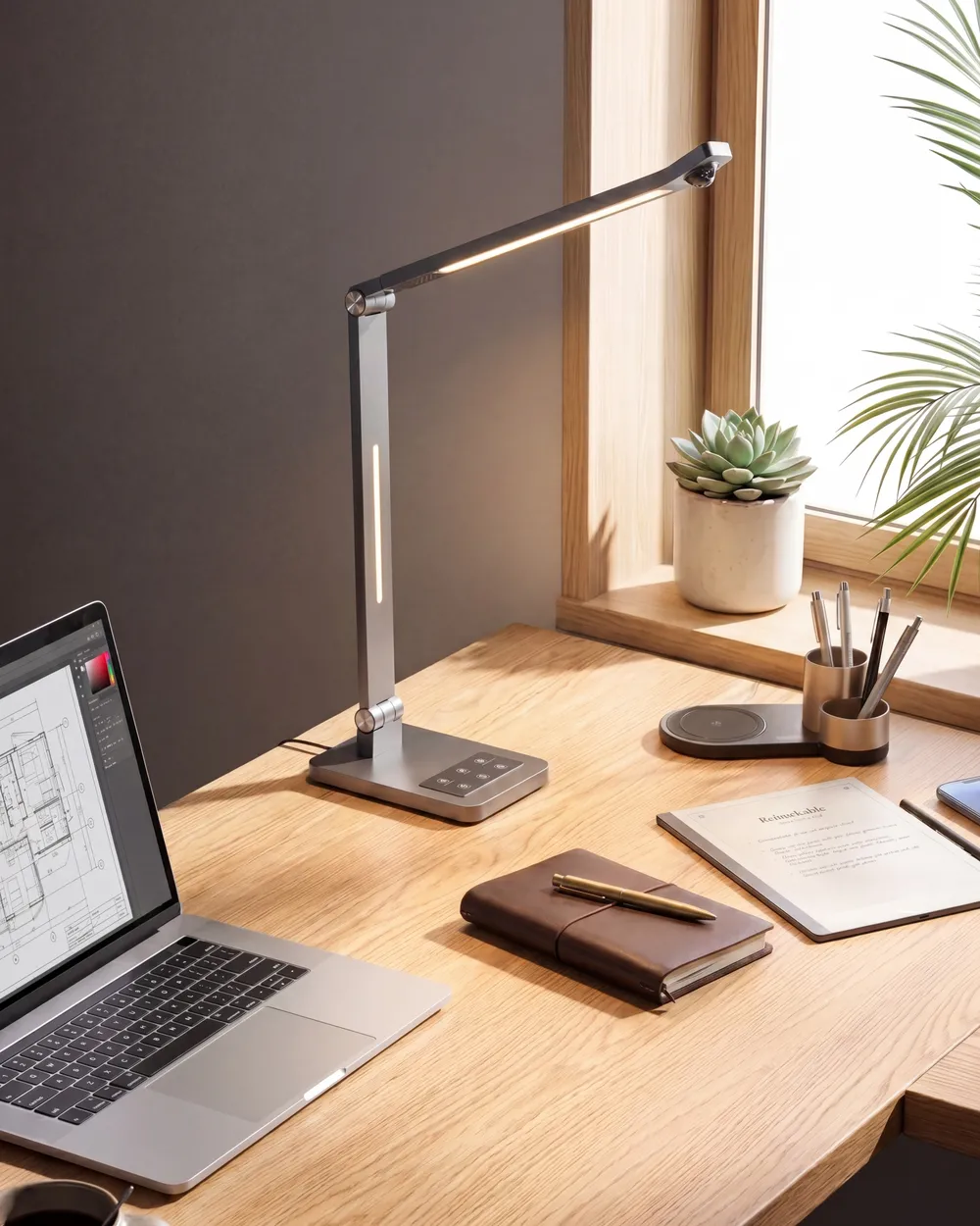 LED Desk Lamp LEPUS with Motion Sensor Dark Grey