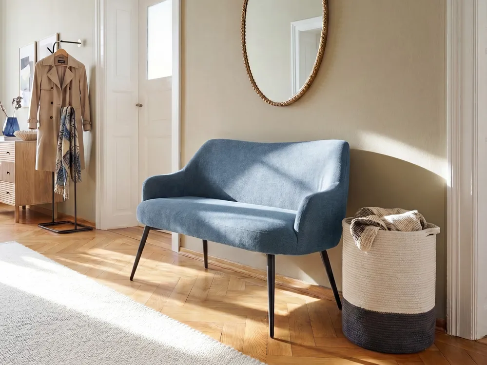 Dining Bench 2 Seater ARENDAL Fabric Blue