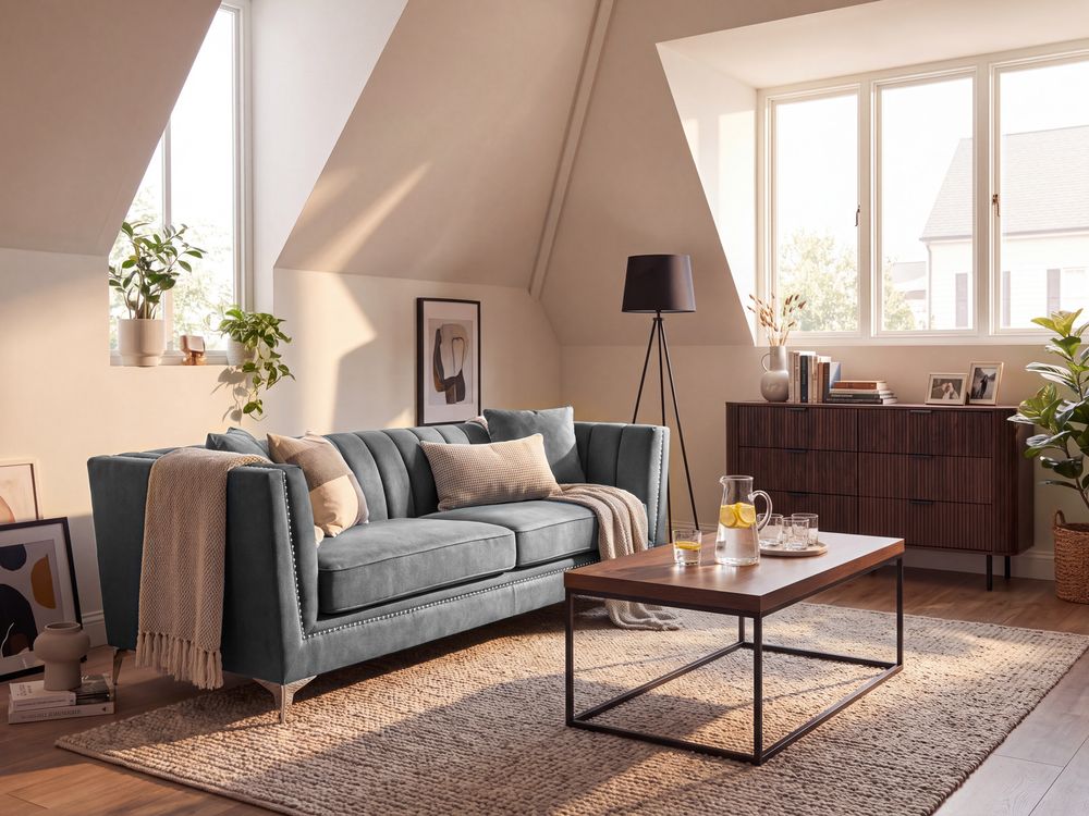 Soffa 3-sits GAULA Sammet Grå