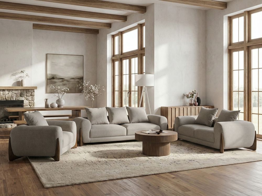 Living Room Set 6 Seater VINLIDEN Taupe