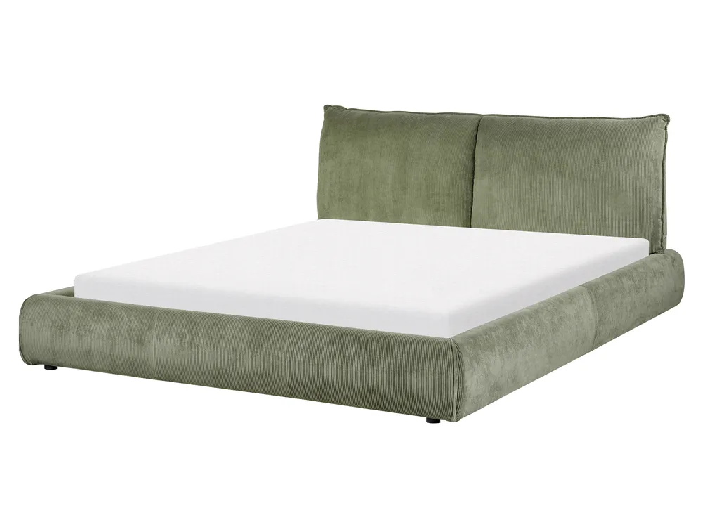 Bed Corduroy VINAY 160 x 200 cm (EU King Size) Olive Green_879984