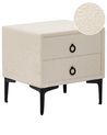 2 Drawer Bedside Table SEZANNE Boucle Off-White