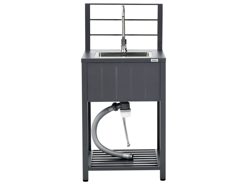 4 Piece Outdoor Kitchen Set with Sink VIGGIANO Graphite Grey Metal_1062056