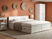 Bed with 4 Drawers SABRAN Pine Wood White 180 x 200 cm (EU Super King)_1061333
