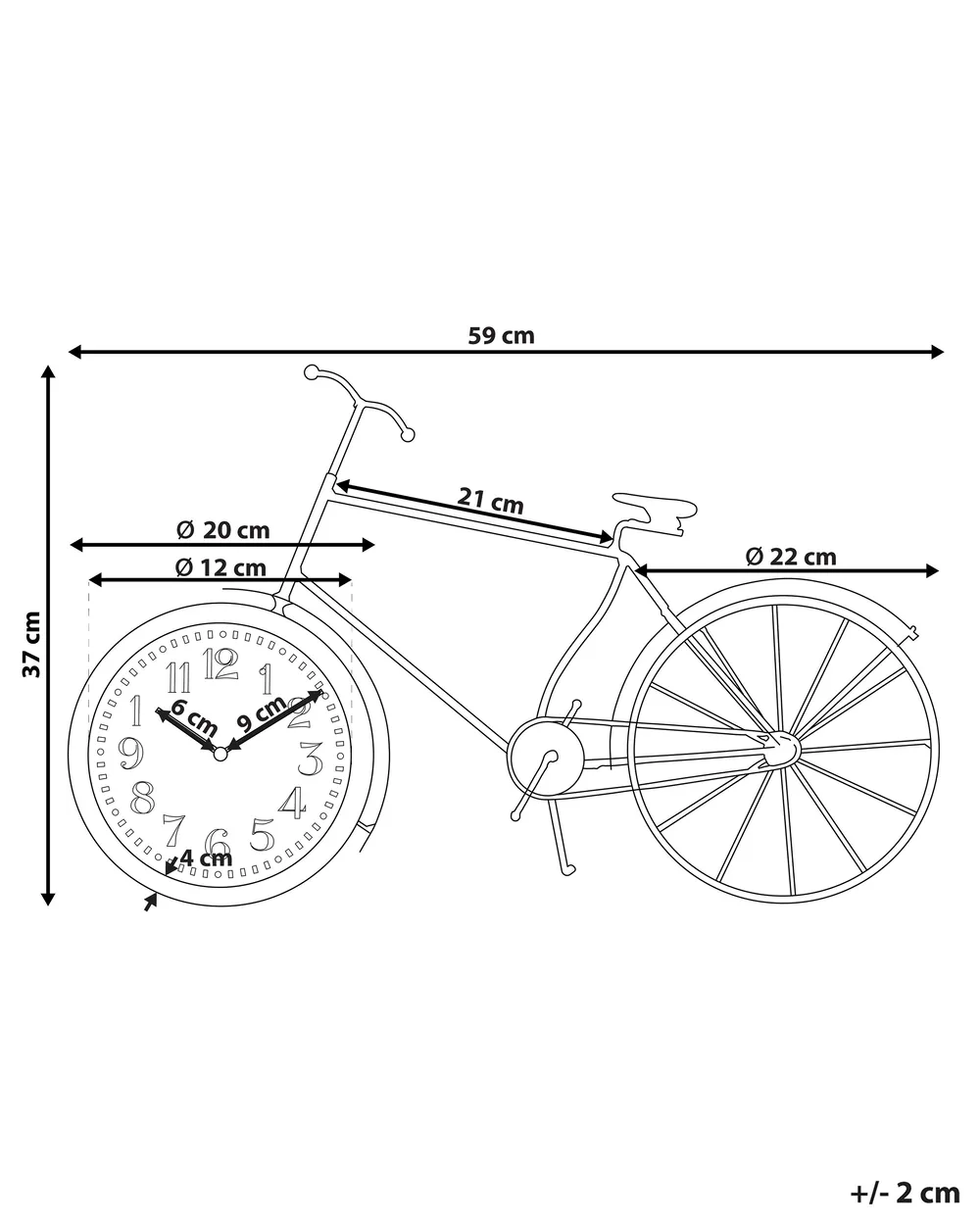 Kello LILLO 59 cm Metalli Musta_827764