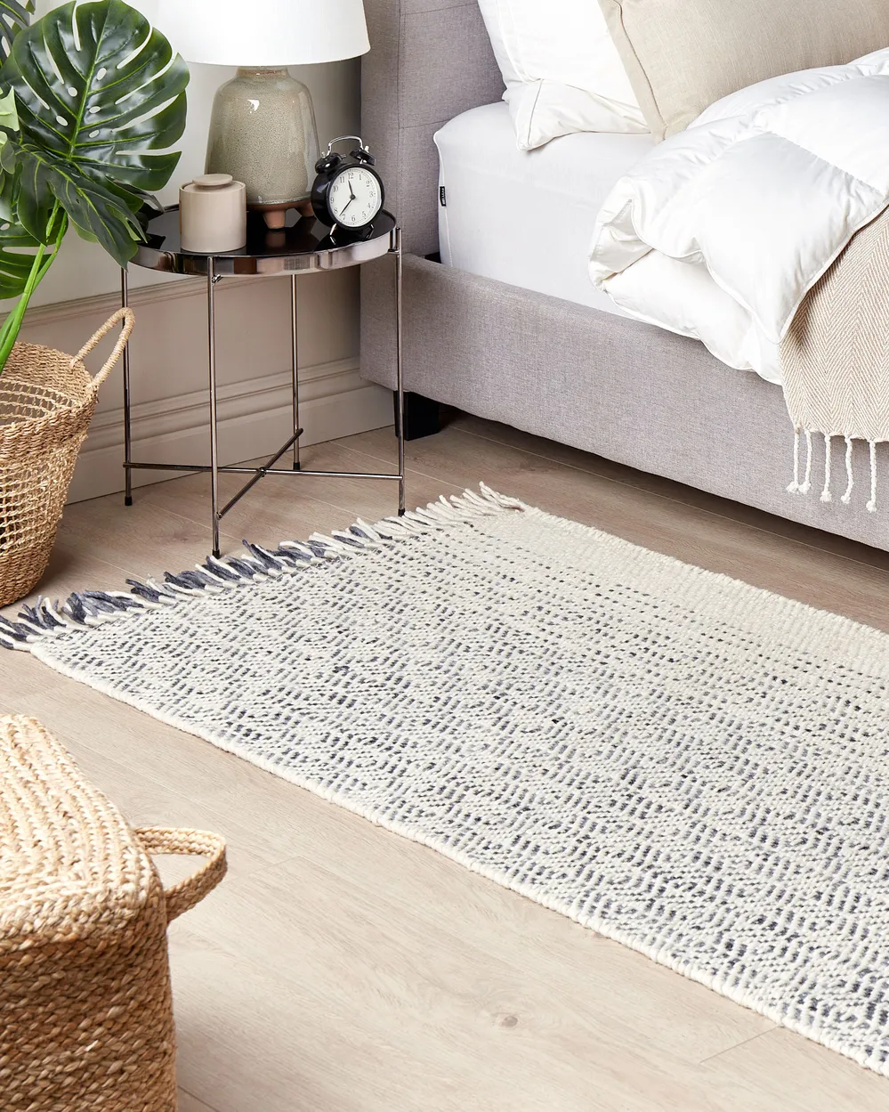 Rug OMERLI White 80 x 150 cm Wool