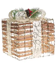 Set of 3 Christmas Decorations LED TISSO 20/25/30 cm Christmas Gifts Brown_1025149
