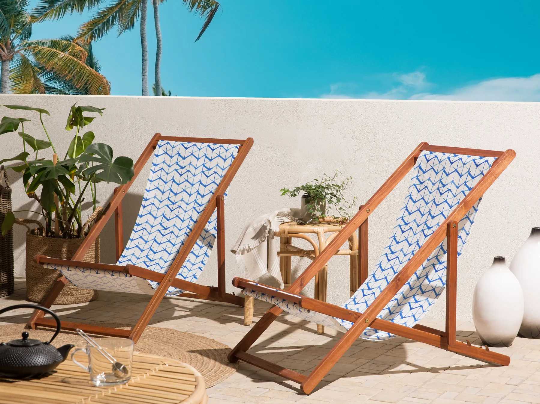 Set med 2 ersättningstyger för solstol ANZIO/AVELLINO 113 x 44 cm Blå_800382