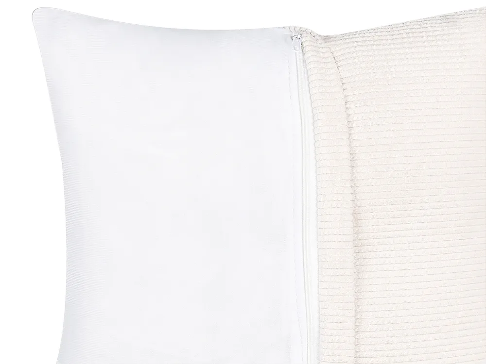 Corner Sofa 4 Seater LUNGO with Ottoman Corduroy Off-White Right Hand_898436