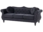 Sofa 3 Seater SKIEN Velvet Black_1170586