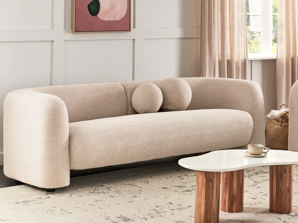 Sofa 3 Seater LEIREN Boucle Beige