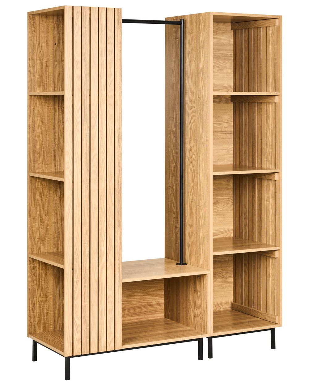 9 Shelf Open Wardrobe LEANDRO Light Brown