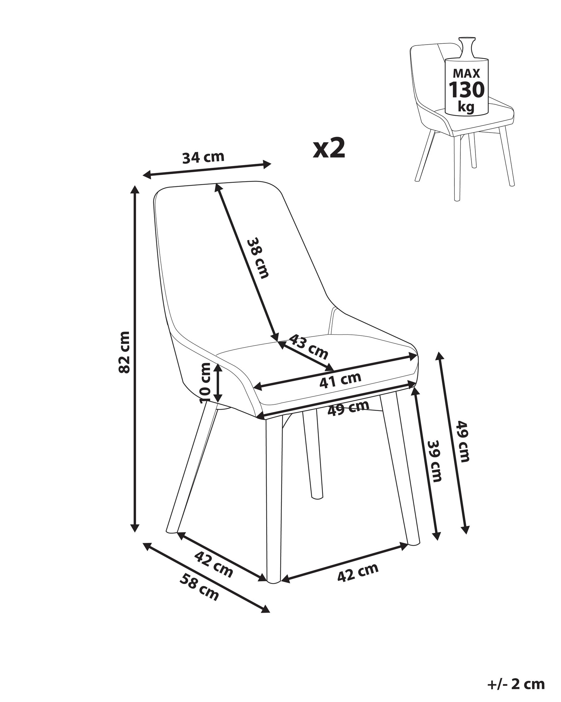 Set of 2 Dining Chairs MELFORT Fabric Off-White_958096
