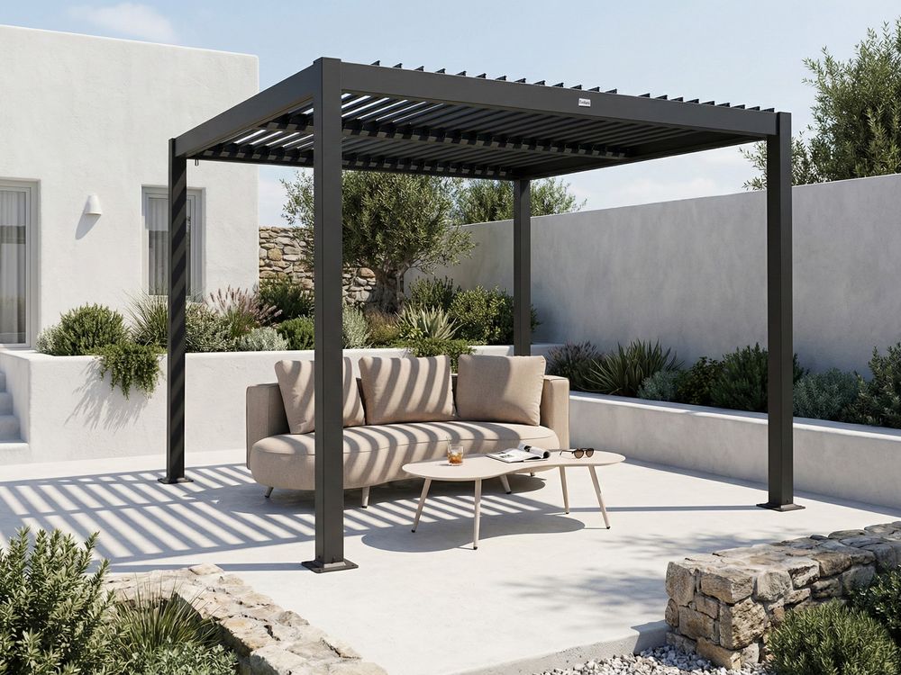 Gazebo FORNOLI 296 cm x 296 cm Metal Black