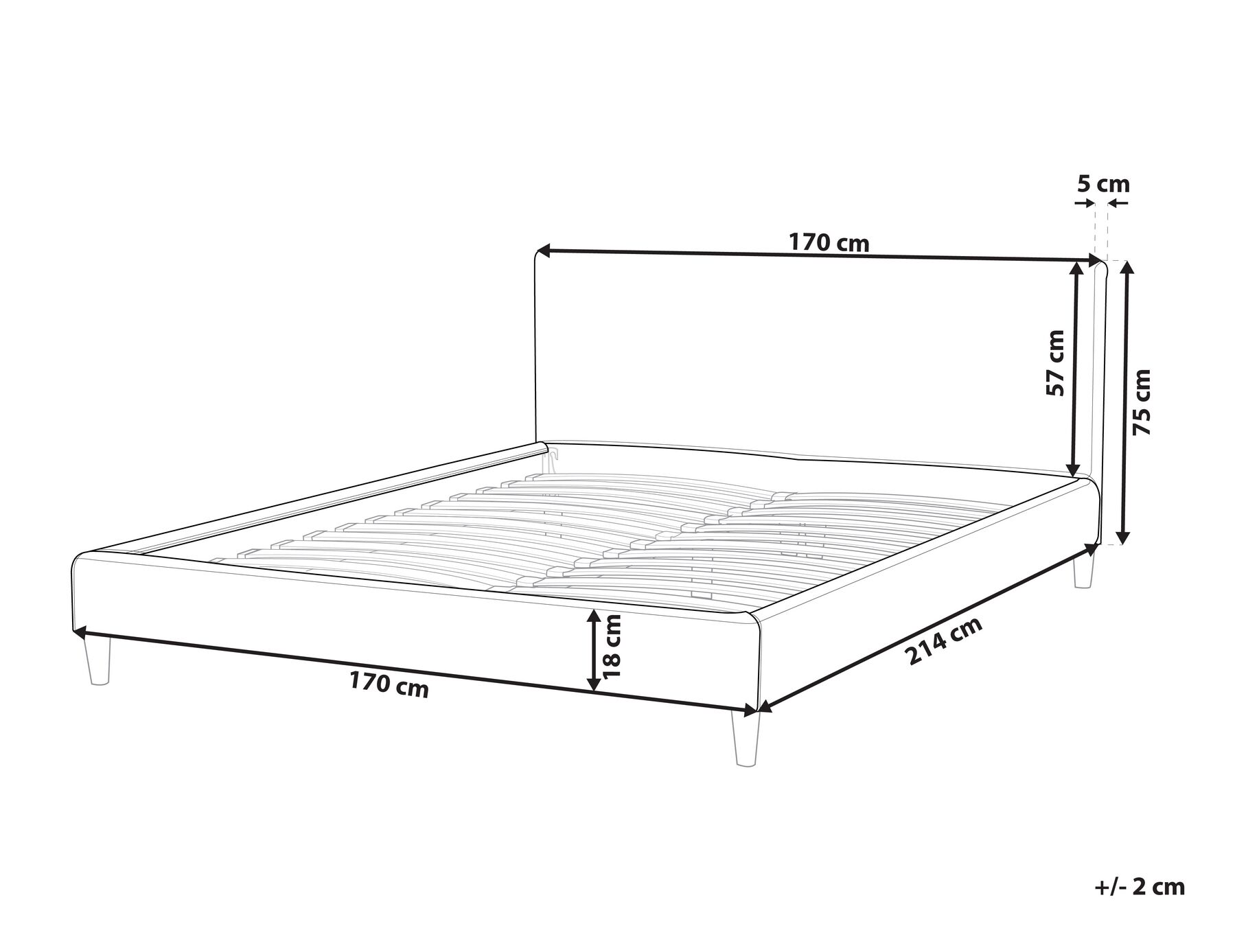 Bed Frame Cover FITOU 160 x 200 cm Light Grey_752795
