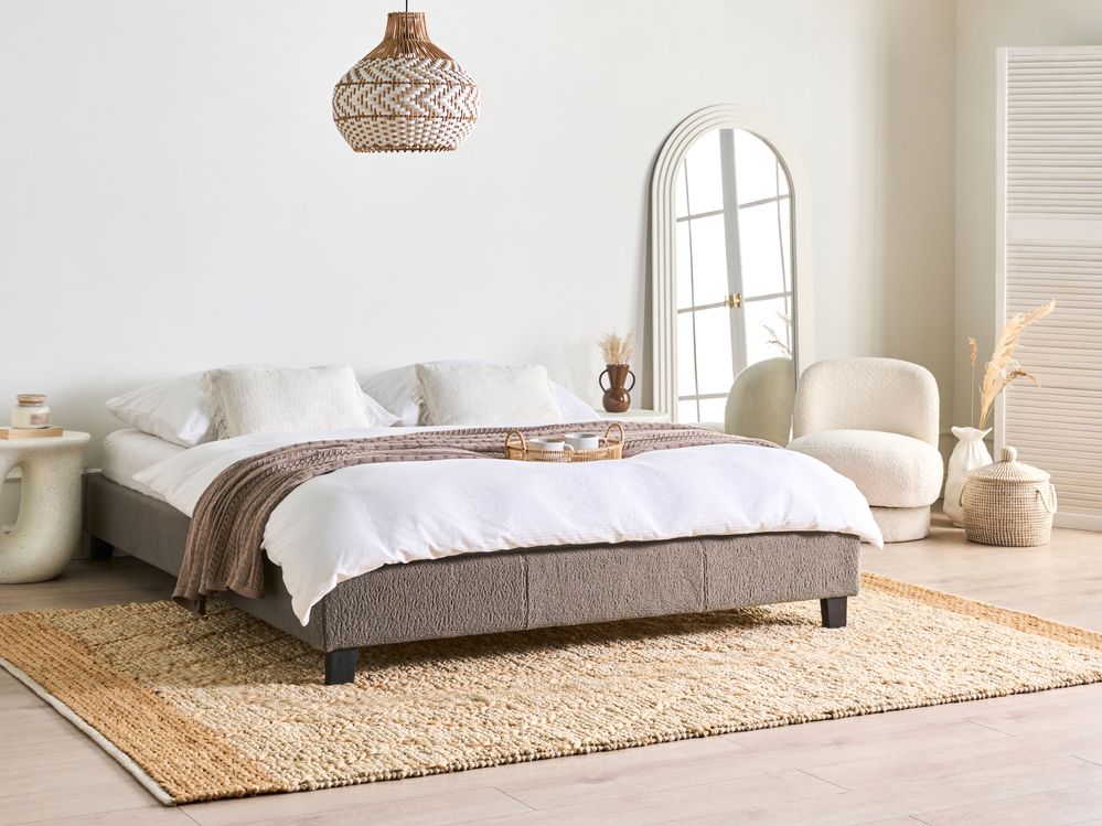 Seng uten sengegavl Bouclé ROANNE 160 x 200 cm Gråbrun