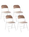 Set of 4 Folding Chairs SPARKS Beige/ White