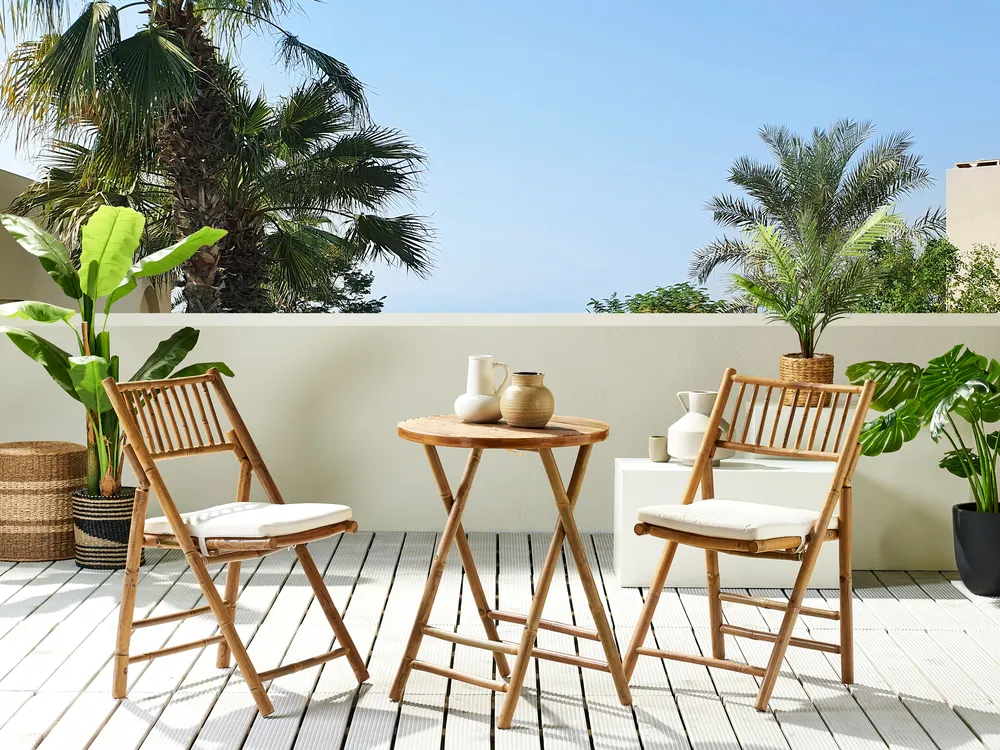 Bistro Set Folding SAVELLETRI Bamboo Brown