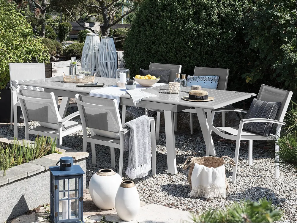 Extending Garden Dining Table PERETA 175/255 cm 100 cm Metal Light Grey